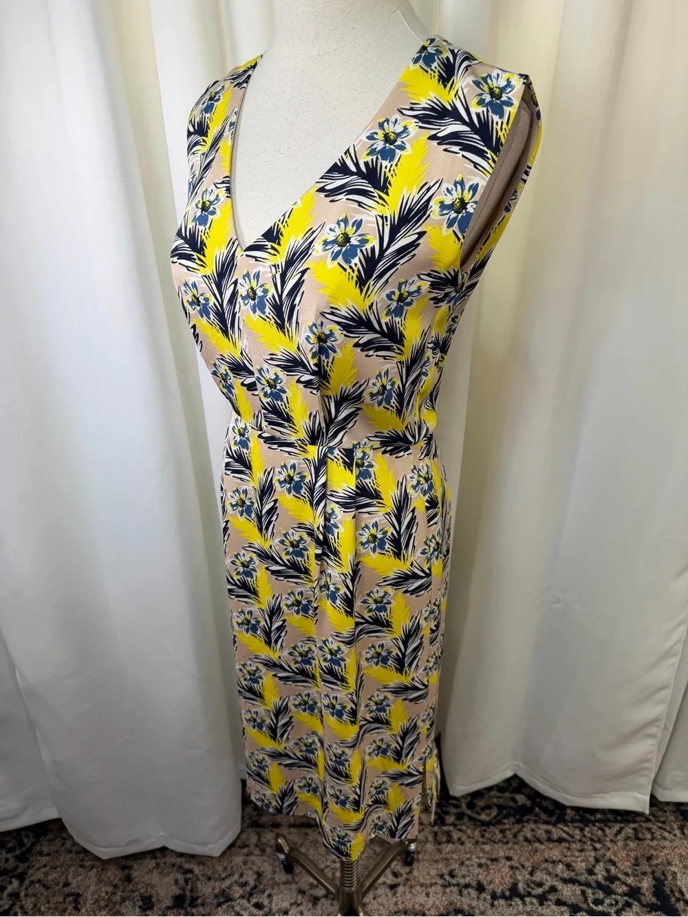 J. Crew ‘Yellow & Tan Floral Print Sleeveless Dress’ in “Meadow Spring” Size 00